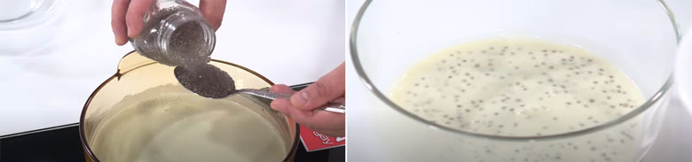 Cách làm trà sữa hạt chia với thạch kem hạt chia cần nấu thạch rau câu bột trà Matcha Blendy cuối cùng cho thêm hạt chia