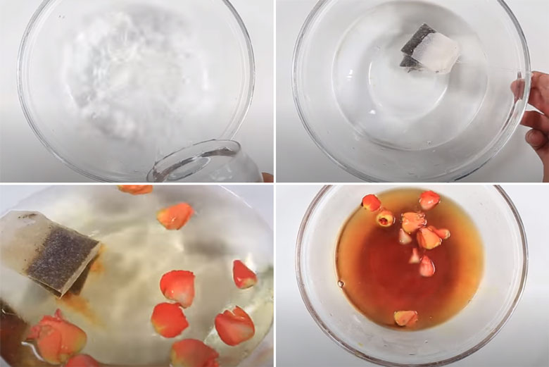 Cách làm trà sữa hoa hồng cần pha trà