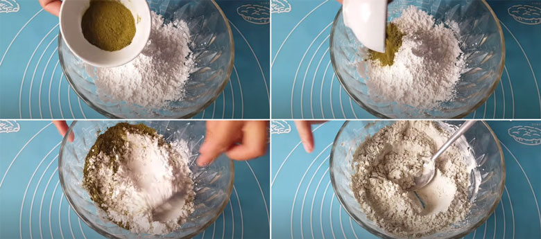 Cách làm trân châu trà xanh từ bột năng khi trộn bột năng với bột trà xanh