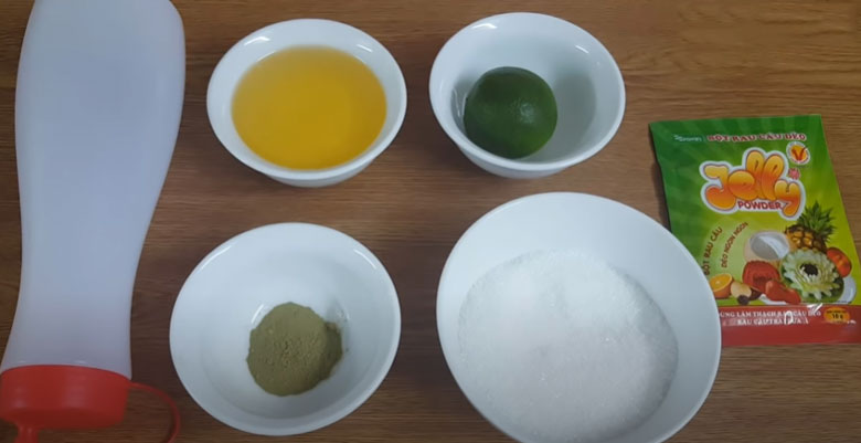 Cách làm trân châu trà xanh từ bột rau câu chuẩn bị các nguyên liệu