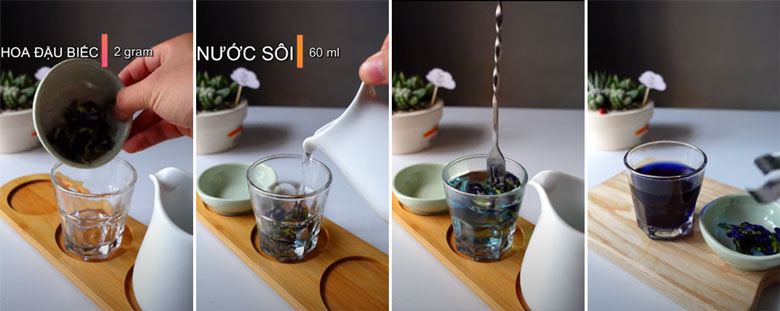 Cách làm trà sữa gạo rang hoa đậu biếc cần pha nước hoa đậu biếc