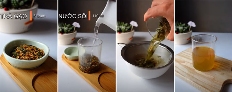 Cách làm trà sữa gạo rang hoa đậu biếc tiếp đến ủ trà gạo