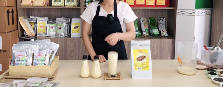 Hoàn thành xong thành phẩm trà sữa gạo rang hàn quốc truyền thống