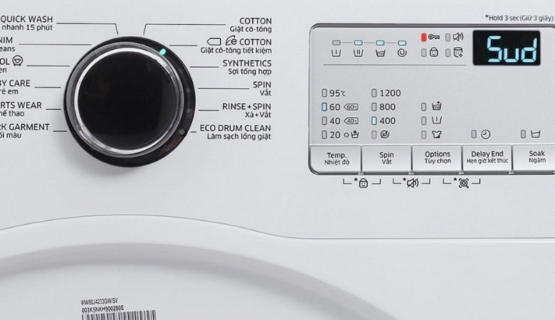 Bảng điều khiển thực hiện cách test lỗi máy giặt Samsung cửa ngang