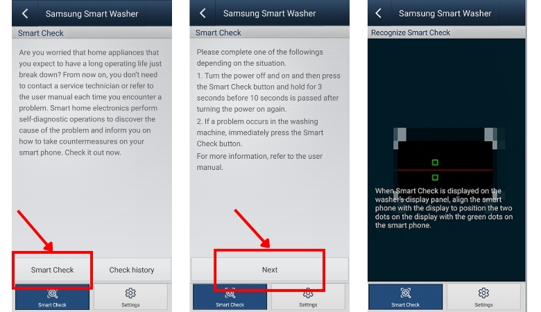 Cách test lỗi máy giặt Samsung cửa ngang sử dụng app trên điện thoại quét mã