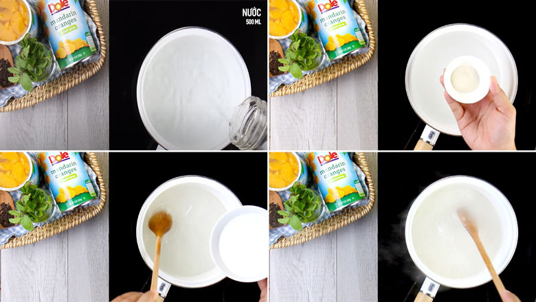 Cách làm trà sữa trái cây vị cam khi nấu thạch rau câu vị cam