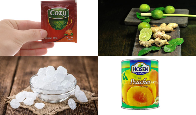 Cách làm trà chanh đào sả: Nguyên liệu