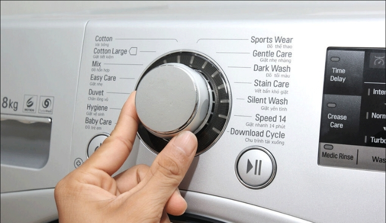 Đĩa quay chọn chương trình giặt và các ký hiệu trên máy giặt LG