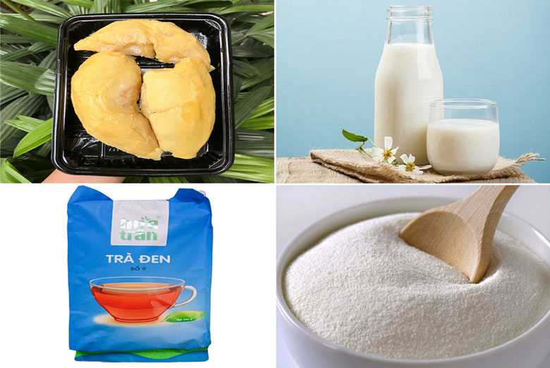 Cách làm trà sữa sầu riêng chuẩn bị nguyên liệu