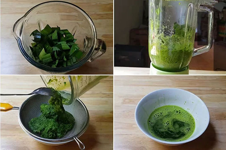 Cách nấu sữa khoai môn lá dứa: Làm nước lá dứa