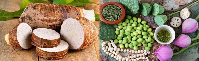 Cách nấu sữa khoai môn hạt sen: Nguyên liệu