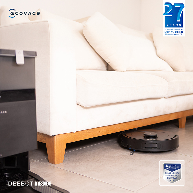 Robot hút bụi lau nhà Ecovacs Deebot T30C Đen di chuyển linh hoạt