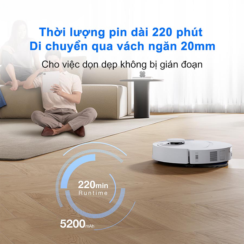 Robot hút bụi lau nhà Ecovacs T30C - Đen pin dài