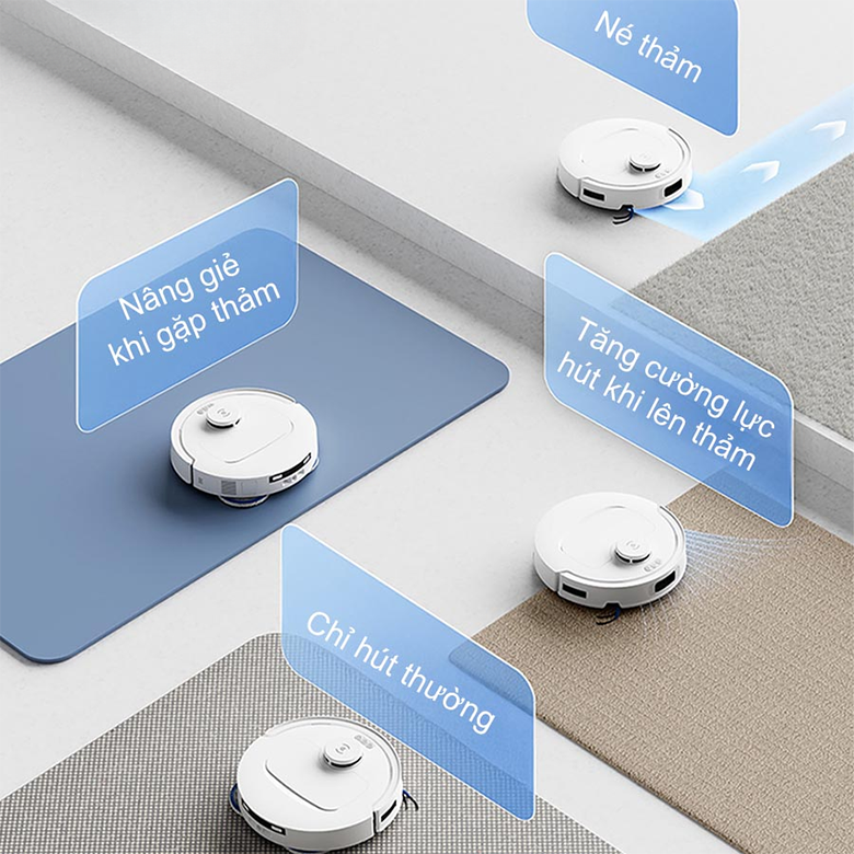 Robot hút bụi lau nhà Ecovacs T30C - Trắng phát hiện thảm