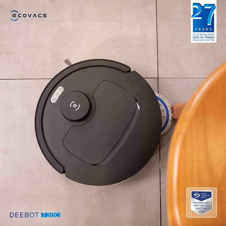 Robot hút bụi lau nhà Ecovacs Deebot T30C Đen khăn lau mở rộng