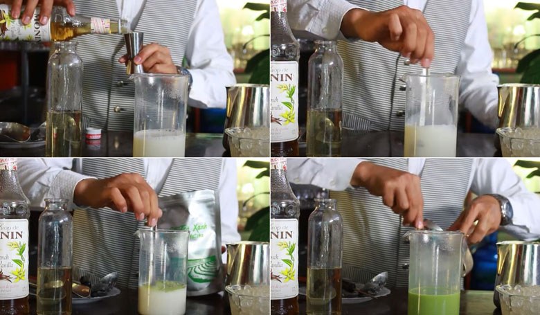 Trà sữa matcha kem cheese cần pha bột matcha cuối cùng cho siro vani và bột matcha Nhật Bản