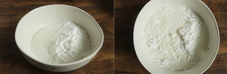 Cách làm thạch rau câu matcha: Trộn đường với bột