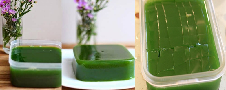 Cách làm thạch rau câu matcha: Đổ khuôn