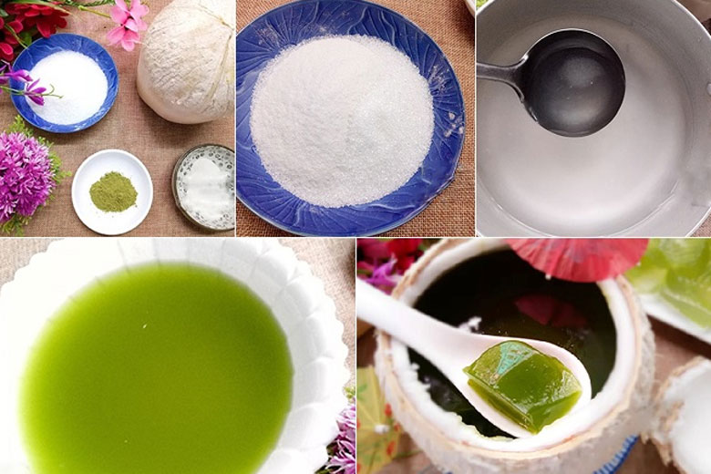 Cách làm thạch rau câu matcha hương dừa: Nấu nước làm thạch