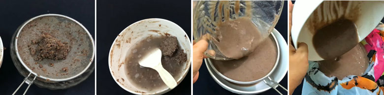 Cách làm thạch rau câu matcha đậu đỏ: Lọc lấy nước đậu đỏ