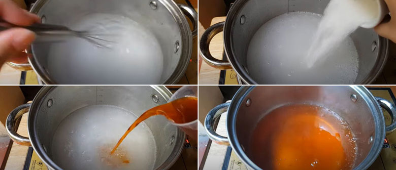 Cách làm trà sữa thái đỏ bắt đầu nấu thạch rau câu