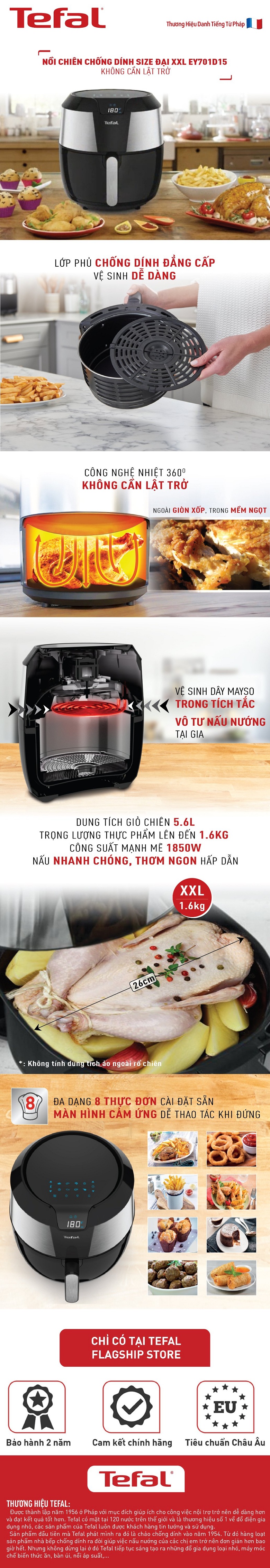 thông tin-Nồi chiên không dầu Tefal 5.6 lít EY701D15