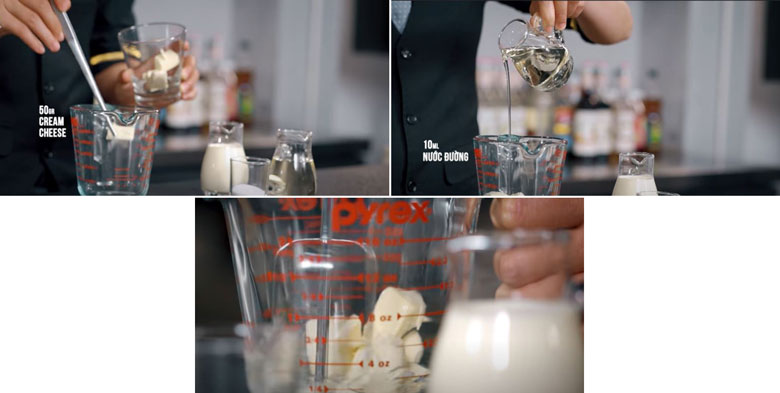 Trà sữa bá tước thực hiện làm kem cheese đầu tiên cho phô mai với nước đường vào xay