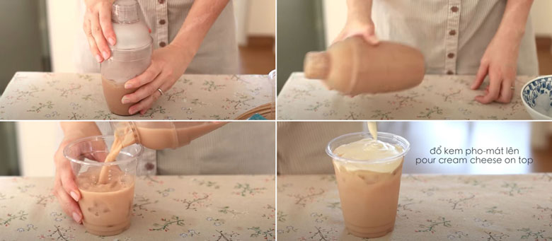 Cách pha trà sữa bá tước cho vào bình shaker lắc đều