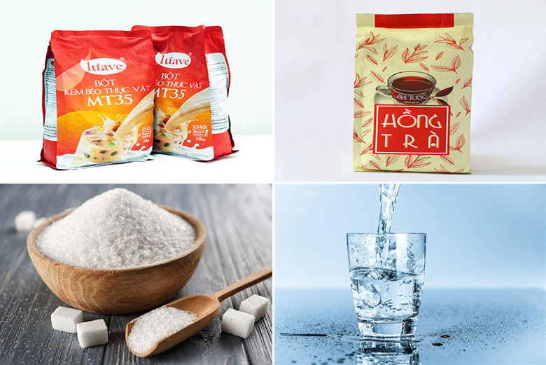 Nguyên liệu chuẩn bị làm trà sữa bá tước