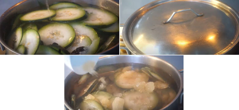 Thực hiện làm trà sữa bí đao nấu chín các nguyên liệu nấu trà bí đao