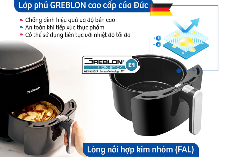 Chất liệu -Nồi chiên không dầu Bluestone AFB-5868