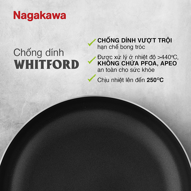 Chống dính vượt trội - Chảo inox chống dính Nagakawa Natsu 26 cm NAG2603