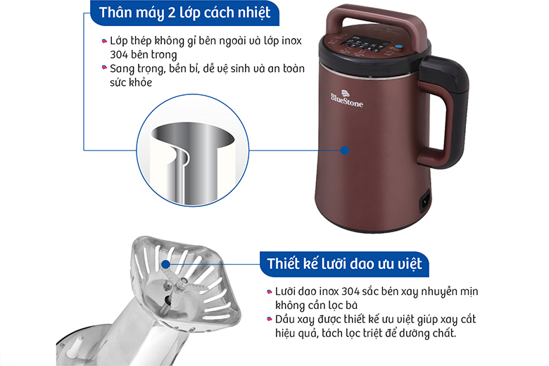 Chất liệu-Máy làm sữa đậu nành Bluestone SMB7393