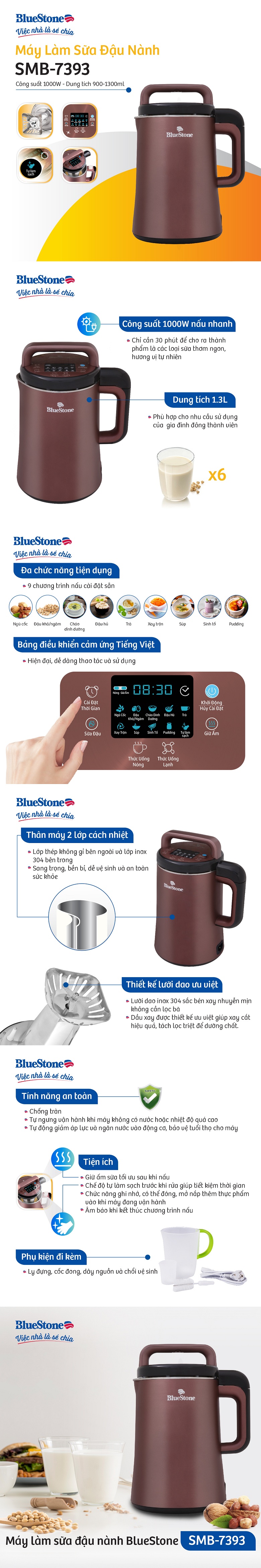 Thông tin sản phẩm -Máy làm sữa đậu nành Bluestone SMB7393
