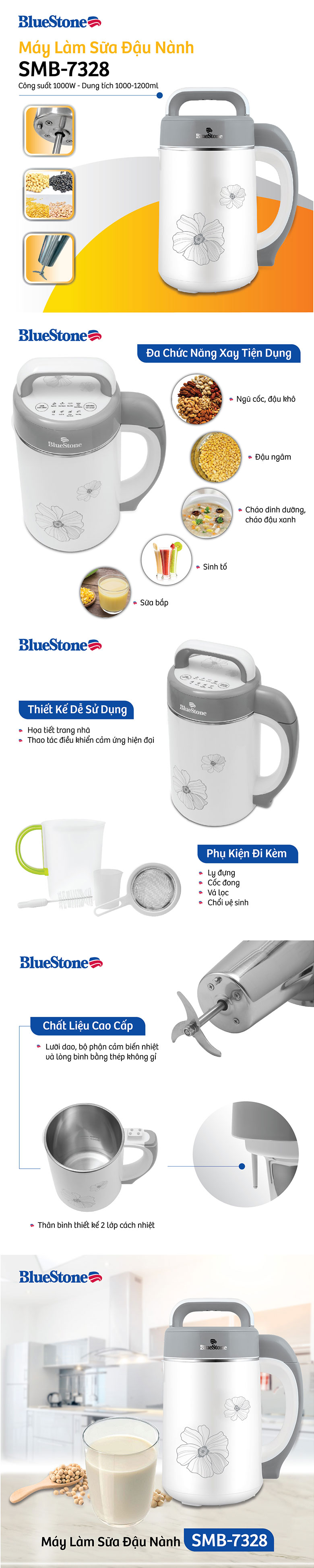 Thông tin sản phẩm-Máy làm sữa đậu nành Bluestone SMB-7328