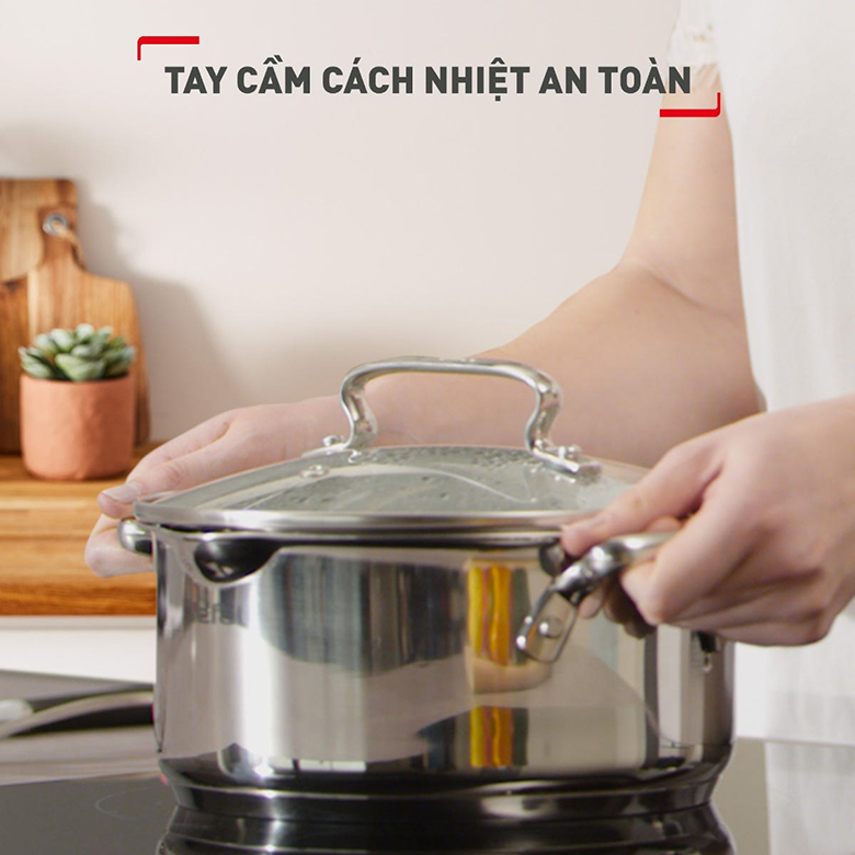 Nồi inox Tefal Duetto Plus G7196455 tay cầm chắc chắn