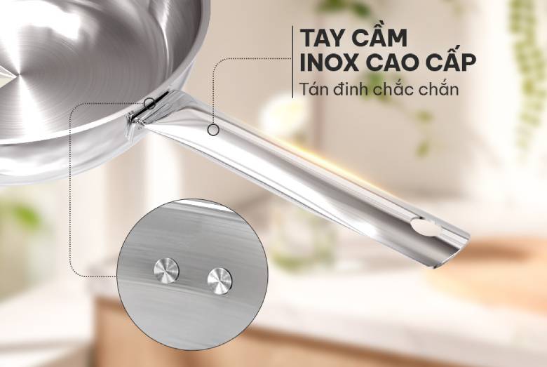 Chảo Inox 3 lớp Sunhouse IN20M6 20 cm - Kết cấu inox liền khối siêu bền