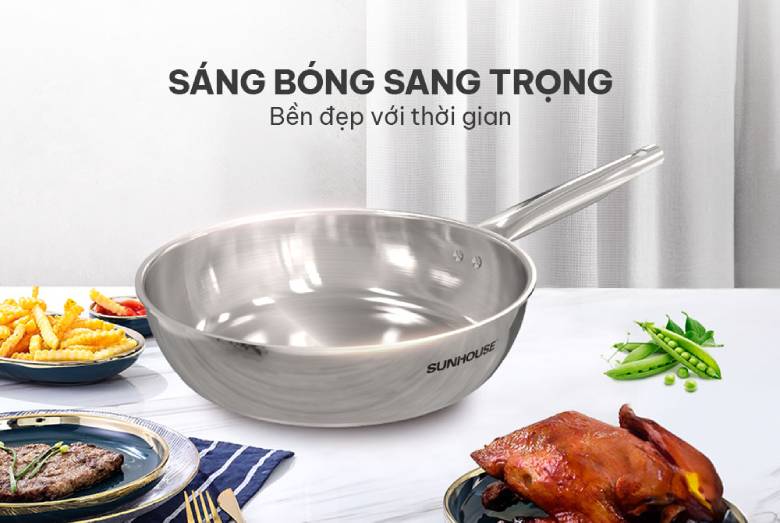 Chảo Inox 3 lớp Sunhouse IN20M6 20 cm