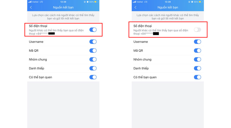 cách dấu số điện thoại trên zalo bước 3