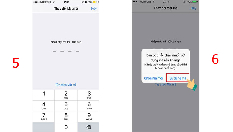 Cách đổi mật khẩu điện thoại iPhone bước 5+6