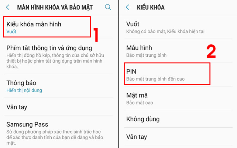 Cách đổi mật khẩu điện thoại Samsung bước 2