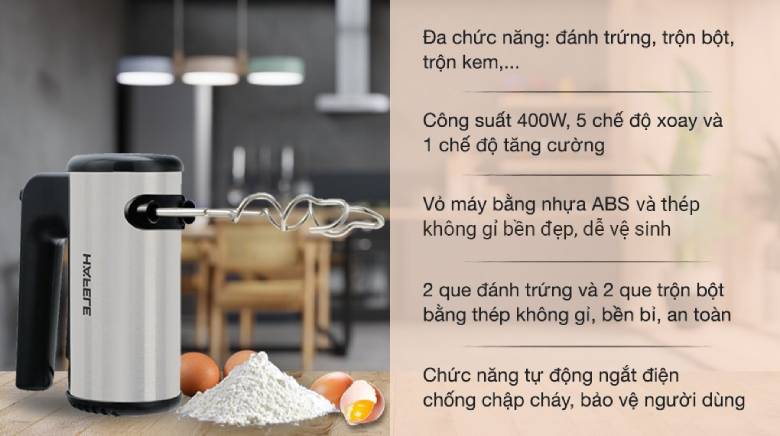 Máy đánh trứng cầm tay Hafele HH-B400A - Công suất mạnh mẽ, đa chức năng