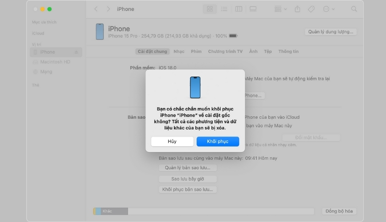 Khôi phục iPhone bị đơ màn hình không tắt nguồn được qua iTunes hoặc Finder