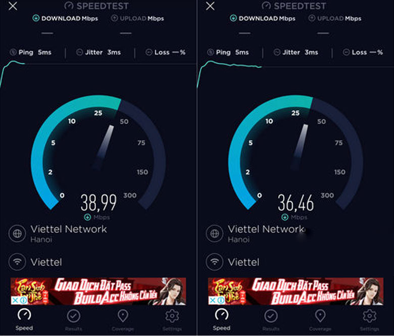 Cách kiểm tra tốc độ mạng trên điện thoại với ứng dụng Speedtest by Ookla bước 5