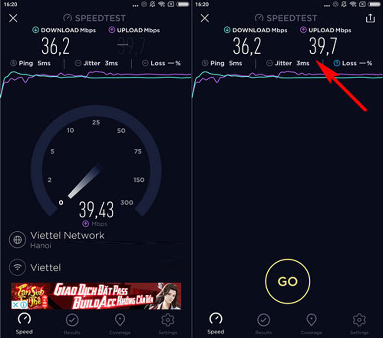 Cách kiểm tra tốc độ mạng trên điện thoại với ứng dụng Speedtest by Ookla bước 6