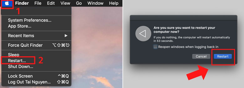 Cách khắc phục lỗi laptop không nhận iPhone khởi động lại laptop