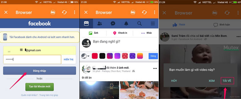 Cách tải video từ facebook về điện thoại Android bằng Video Downloader for Facebook bước 2