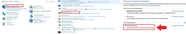 Cách hạ nhiệt laptop cần vào System and Security