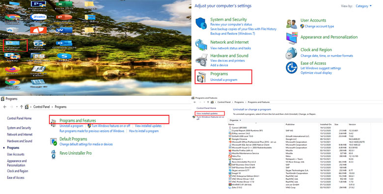 Gỡ bản cập nhật Win 10 dùng Control Panel