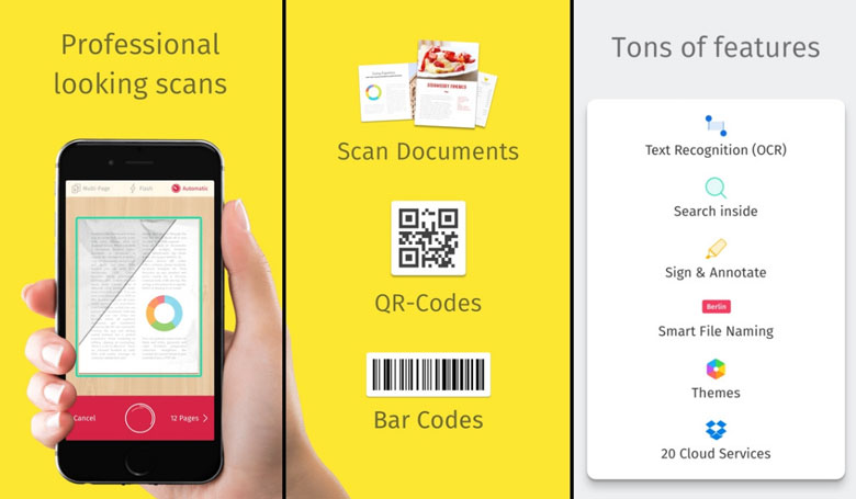 phần mềm scan trên điện thoại Scanbot